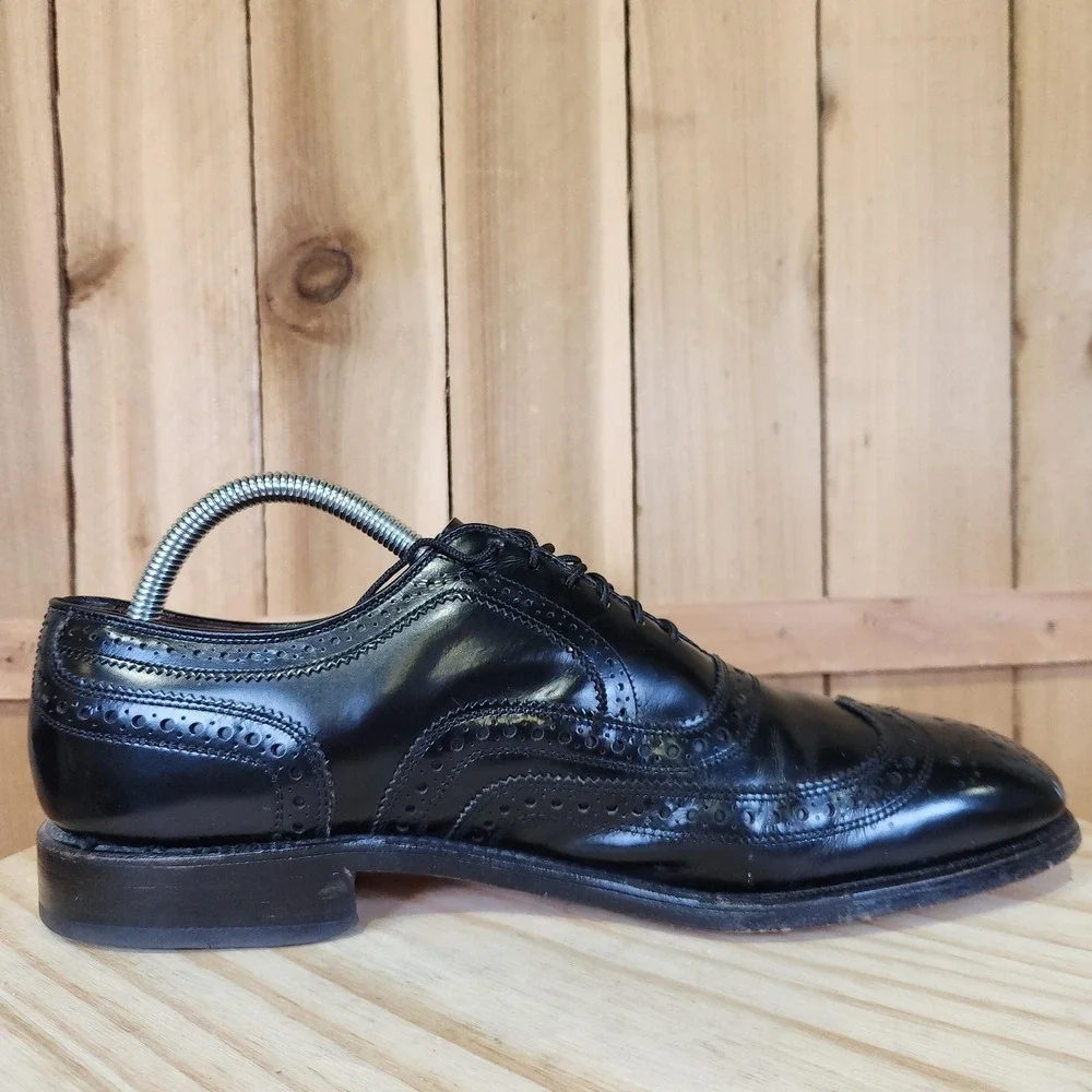 Allen Edmonds McAllister Shoes Mens 8.5‎ D Black Leather Wingtip Oxford USA